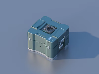 Green Cube Shaped Storage Box With Metal Latches And Handles For Home Use 3d model