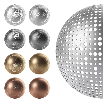 Metal Sphere Components Featuring Perforated Design and Silver Gold Copper Finishes 3d model