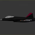 3D Rendered Gray Fighter Jet Model With Red Tail Fin Canopy And Missiles Under Wings