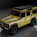 Yellow Off Road Vehicle with Roof Rack Shiny Body and Black Wheels
