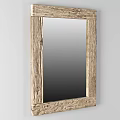Rustic Double Panel Mirror With Natural Wooden Frame And Grain Texture 3d model