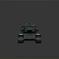 Armored Military Vehicle Featuring Tracked Wheels Communication Antennas and Weapon System