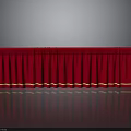 Red Curtain With Gold Decorative Edge For Event Stage Decoration