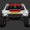 Toyota Off Road Rally Truck White Pink Yellow Stripes Number 1 Open Top Large Tires