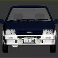 Vintage Gray And White Hatchback Car With Sleek Front Design And Sporty Wheels