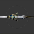 Cartoon Style Sci Fi Weapon With Sharp Blue Gold White Geometric 3D Rendered Design 3d model