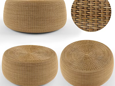 Woven Round Coffee Table With Natural Weave Texture And Detailed Surface Design 3d model