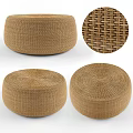 Woven Round Coffee Table With Natural Weave Texture And Detailed Surface Design