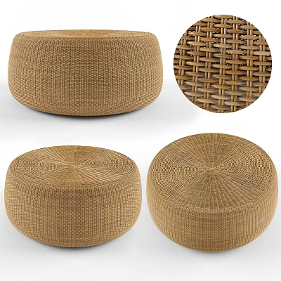 Woven Round Coffee Table With Natural Weave Texture And Detailed Surface Design 3d model