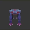 Game Movie Character Dinosaur Like 3D Model With Blue Purple Body And Pink Spikes