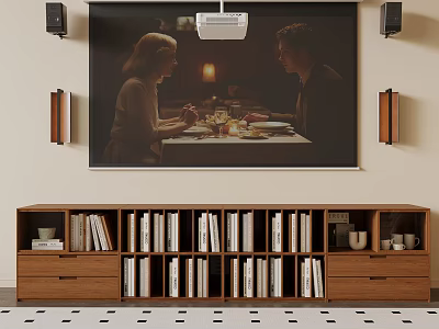 Modern Wooden Bookcase With Multiple Open Shelves And Stacked Books Neatly Arranged 3d model