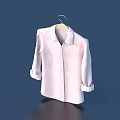 Light Pink Casual Collared Shirt with Rolled Up Cuffs Hanging on Hanger
