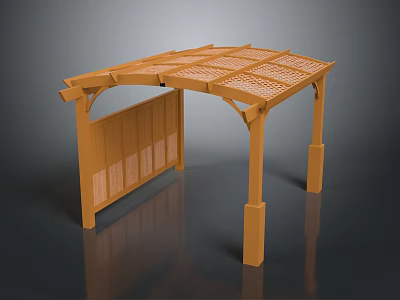 Wooden Pergola With Lattice Roof And Columns For Outdoor Garden Design 3d model