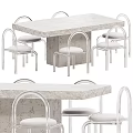 Modern Dining Table and Chairs Set With Stone Top And Metal Frame Upholstered Seats