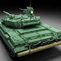 Green Military Tank 3D Model with Detailed Turret Cannon and Exterior Design