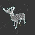 Realistic 3D Model of Brown Deer With Large Antlers and Open Mouth