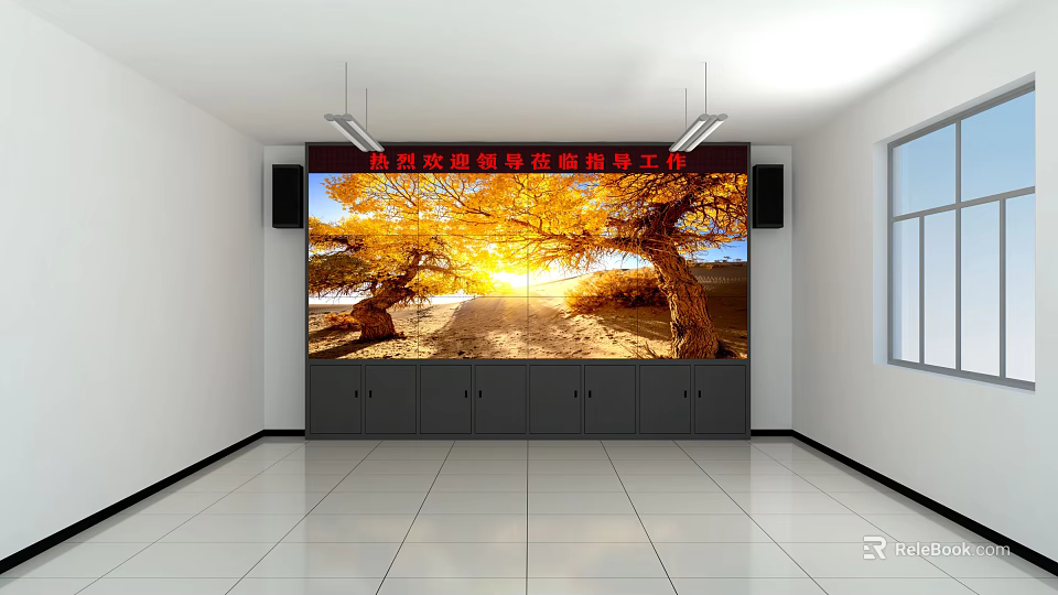 Computer System Controlled High Definition LED Display with Clear Visuals in Modern Control Room 3d model