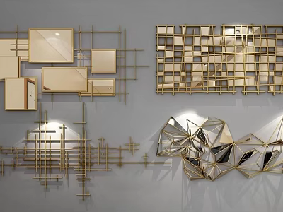 Elegant Modern Geometric Gold Wall Decor For Stylish Home Interior Design 3d model
