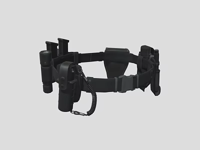 Black Tactical Utility Belt With Multiple Pouches And Equipment Holders 3d model