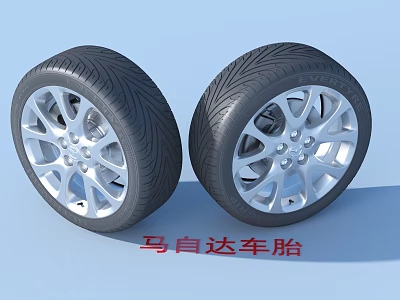 High Quality Mazda Tires With Stylish Silver Alloy Wheels And Modern Design 3d model