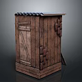 Rustic Wooden Storage Structure With Corrugated Roof Plank Walls And Decorative Door