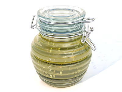 Glass Jar with Metal Clasp Transparent Olive Oil Storage Food Container 3d model