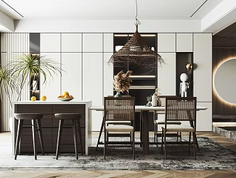 Modern Dining Table and Chair Combination 3d model