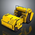 Yellow Road Roller With Metal Frame Black Seat And Large Wheels