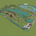 Waterfront Landscape Design Featuring Multiple Lakes Green Spaces And Walking Paths 3d model