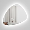 Modern Irregular Mirror Reflecting White Curtains Sofa Pillows And Lamp 3d model