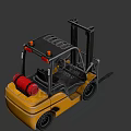 Industrial Yellow Utility Vehicle with Front Forks Mast and Black Cab