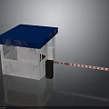 Security Booth With Blue Roof And Red White Striped Entry Barrier