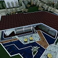 Modern Sales Office Building With Curved Glass Facade And Waterfront Landscape Design