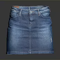 Stylish Blue Denim Mini Skirt With Front Pockets And Button Closure 3d model