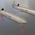 U.S. Air Force Military Missiles 3D Model With Red Suspension Straps