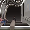 Modern Exhibition Booth With 2021 2022 2023 Numbers LOGO Green Plants And Large Screen