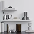 Modern Minimalist Shelf Display Featuring Inflatable Decorations Books And Table Lamp 3d model