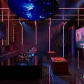 Luxury KTV Room With Neon Lights Starry Ceiling And Bar