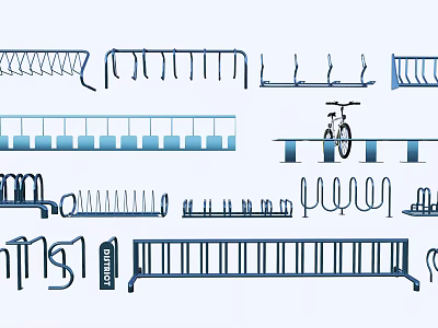 Different Types Of Bicycle Parking Racks With Various Designs And Structures 3d model