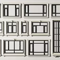 Various Window Frame Designs With Different Styles And Patterns On 3d model
