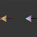 Two Swords With Gradient Blades Red Yellow And Blue Purple White Handles Dark Background
