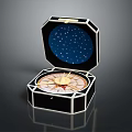 Decorative Ornament Set With Octagonal Box Starry Sky Lining And Golden Compass 3d model