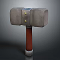 Heavy Duty Hardware Tool Hammer With Square Head Golden Rivets And Brown Handle