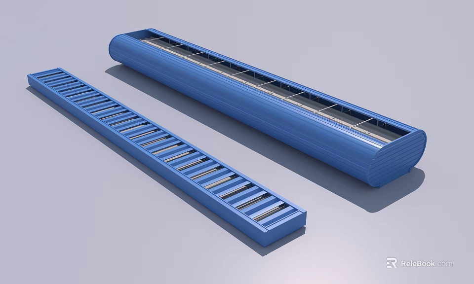Blue Air Conditioner Vents With Modern Design And Long Strip Structure 3d model 