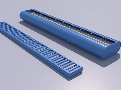 Blue Air Conditioner Vents With Modern Design And Long Strip Structure 3d model