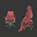 Modern Office Chairs In Red And White With A Seated Woman