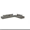 Modern Gray Sectional Sofa With Plush Accent Pillows And Side Tables Design 3d model
