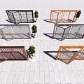 Various Design Folding Doors with Wooden Frames and Metal Grilles for Outdoor Areas