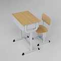Light Wood Top Desk With White Metal Legs Black Casters And Matching Wooden Chair