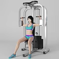 Woman Exercising On Shoulder Press Fitness Machine In Sportswear With Weight Stack